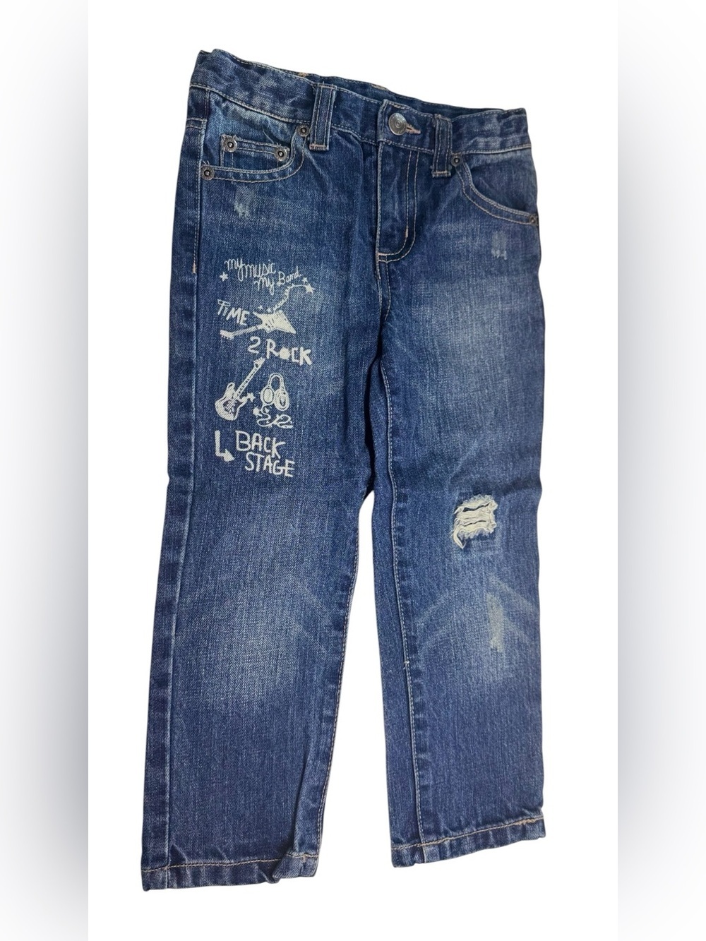 Amy Coe Toddler Boy Jeans 3T Rock & Roll Graphic Distressed Denim